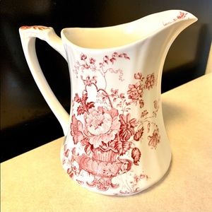 Charlotte Staffordshire Pitcher Red & White Porcelain China